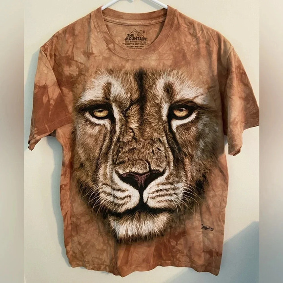 THE MOUNTAIN BIG FACE LION SHIRT MENS Sz M ALL OVER PRINT Jeremy Paul 2011 - Picture 1 of 7